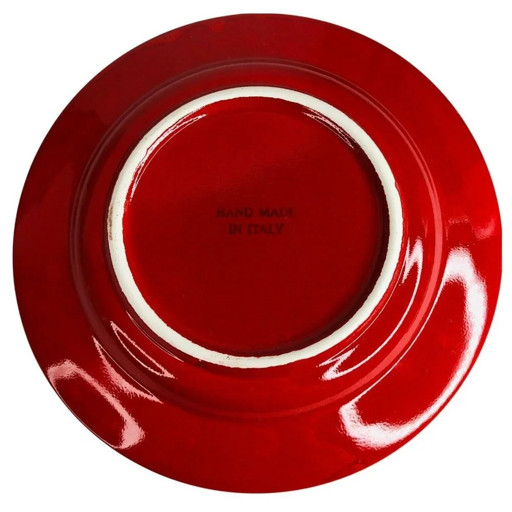 2 La Primula Christmas Snowman Dinner Plates Red & White Made in Italy‎ 10 1/4